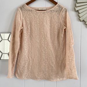 LOFT Sheer Pale Pink Blouse XS